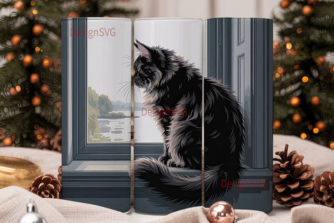 Maine Coon Cat Window 20oz Tumbler Sublimation DesignSVG 