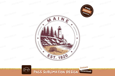 Maine lighthouse coastal scene fishing net image Sublimation Designangry 