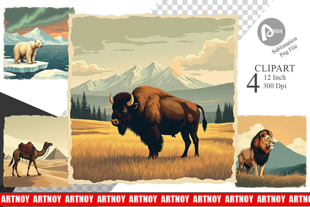 Majestic Animal Posters Clipart Sublimation artnoy 