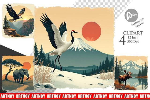 Majestic Animal Posters Clipart Sublimation artnoy 