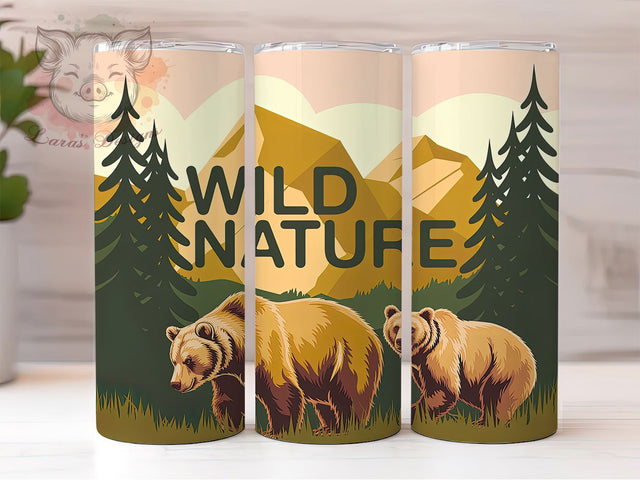 Majestic Bears 20oz Tumbler, Two Majestic Bears, Wild Nature, Wildlife, Camping, 20oz Tumbler Wrap, PNG Sublimation Design Sublimation Lara' s Designs 