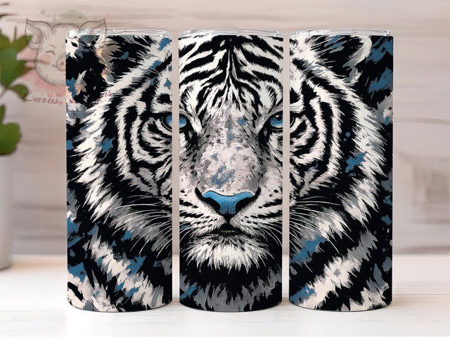 Majestic Bengal Tiger Tumbler Wrap, Wild Cat Design, Exotic Tiger Art, Wildlife Animal Wrap, Majestic Tiger Print, Big Cat Design, Snow Tiger Pattern Sublimation Lara' s Designs 