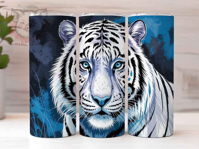 Majestic Bengal Tiger Tumbler Wrap, Wild Cat Design, Exotic Tiger Art, Wildlife Animal Wrap, Majestic Tiger Print, Big Cat Design, Snow Tiger Pattern Sublimation Lara' s Designs 