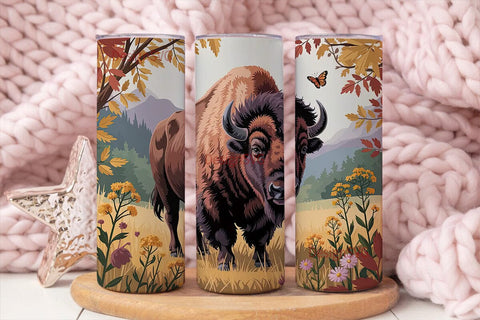 Majestic Bison 20oz Tumbler Wrap Sublimation DesignSVG 