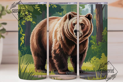 Majestic Brown Bear 20oz Tumbler Wrap Sublimation sassyprint 