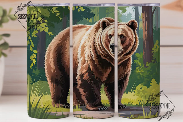 Majestic Brown Bear 20oz Tumbler Wrap Sublimation sassyprint 