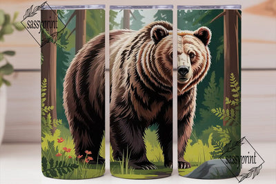Majestic Brown Bear 20oz Tumbler Wrap Sublimation sassyprint 