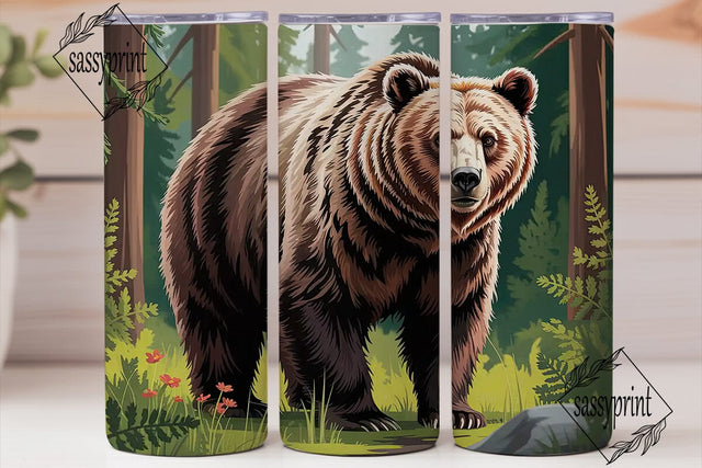Majestic Brown Bear 20oz Tumbler Wrap Sublimation sassyprint 