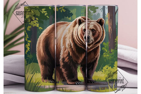Majestic Brown Bear 20oz Tumbler Wrap Sublimation sassyprint 