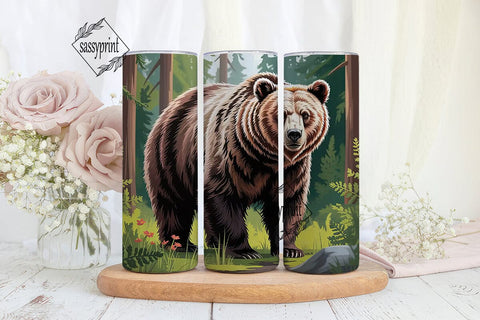 Majestic Brown Bear 20oz Tumbler Wrap Sublimation sassyprint 