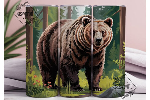 Majestic Brown Bear 20oz Tumbler Wrap Sublimation sassyprint 