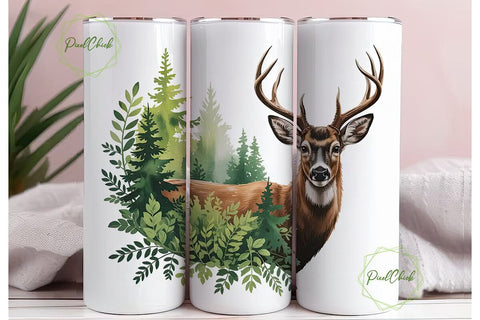 Majestic Buck 20oz Tumbler Wrap Sublimation PixelChick 