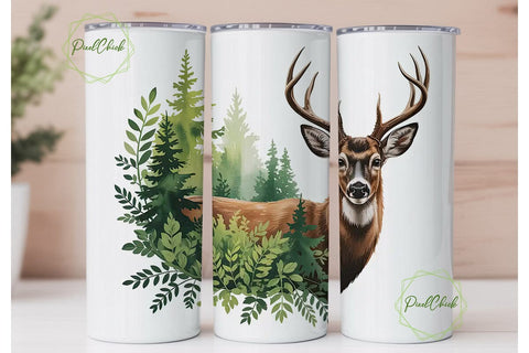 Majestic Buck 20oz Tumbler Wrap Sublimation PixelChick 