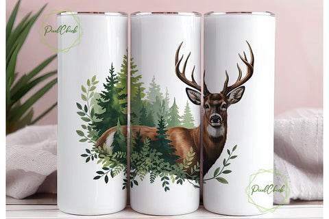 Majestic Buck 20oz Tumbler Wrap Sublimation PixelChick 