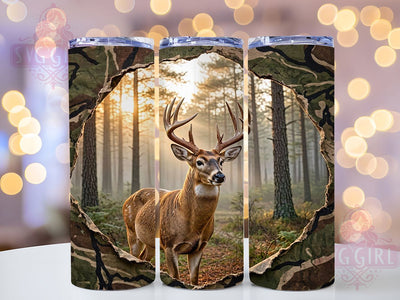 Majestic Buck Sunrise 20oz Tumbler Wrap, Buck Motif, Sunrise Theme, Majestic Design, Outdoor Charm, Rustic Style, Skinny Tumbler, Sublimation PNG Sublimation SvggirlplusArt 