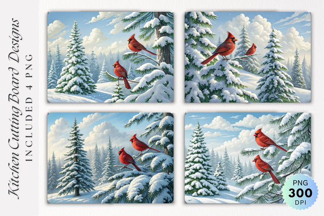 Majestic Cardinals Snowy Pine Cutting Board Sublimation Regulrcrative 