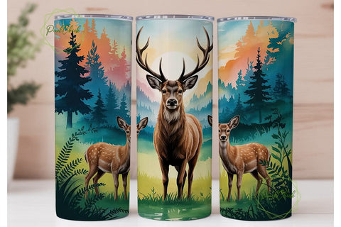 Majestic Deer 20oz Tumbler Wrap Sublimation PixelChick 