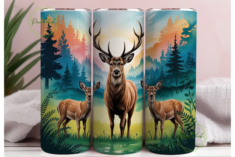 Majestic Deer 20oz Tumbler Wrap Sublimation PixelChick 