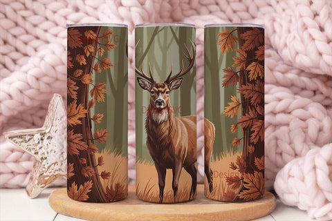 Majestic Deer Autumn 20oz Tumbler Wrap Sublimation DesignSVG 