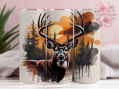 Majestic Deer Rustic Antlers 20oz Tumbler Wrap, Hunting Outdoors, Large Antlers, Wildlife Animal, Rustic Theme, 20oz Tumbler Wrap, Sublimation PNG Sublimation Li Zamperini 