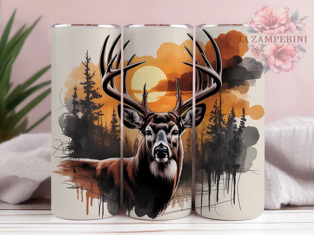 Majestic Deer Rustic Antlers 20oz Tumbler Wrap, Hunting Outdoors, Large Antlers, Wildlife Animal, Rustic Theme, 20oz Tumbler Wrap, Sublimation PNG Sublimation Li Zamperini 