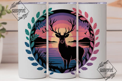Majestic Deer Sunset 20oz Tumbler Wrap Sublimation sassyprint 