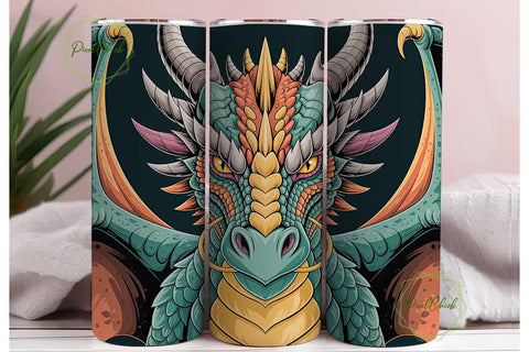 Majestic Dragon 20oz Tumbler Wrap Sublimation PixelChick 