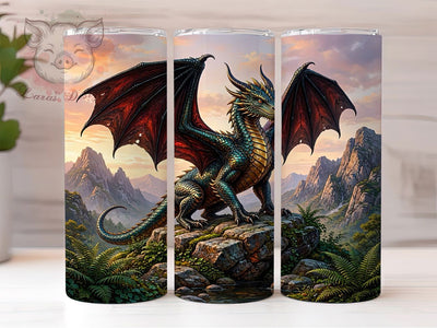 Majestic Dragon Fantasy 20oz Tumbler Wrap, Fantasy Wrap, Mystical Design, Enchanted Inspiration, Seamless Pattern, 20oz Tumbler Wrap, Sublimation PNG Sublimation Lara' s Designs 