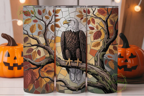 Majestic Eagle Autumn 20oz Tumbler Wrap Sublimation PixelChick 