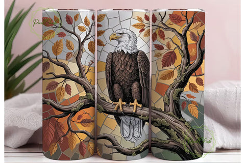 Majestic Eagle Autumn 20oz Tumbler Wrap Sublimation PixelChick 