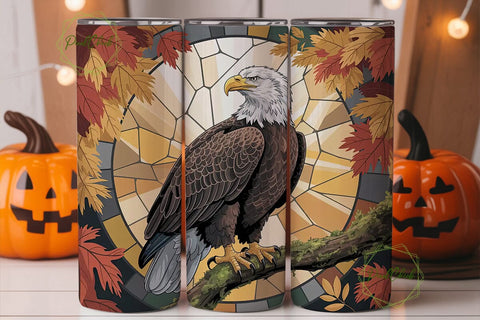 Majestic Eagle Autumn 20oz Tumbler Wrap Sublimation PixelChick 