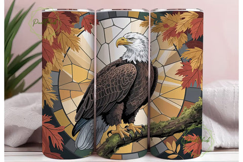 Majestic Eagle Autumn 20oz Tumbler Wrap Sublimation PixelChick 