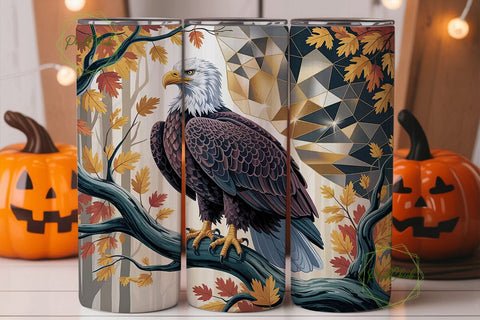 Majestic Eagle Autumn 20oz Tumbler Wrap Sublimation PixelChick 