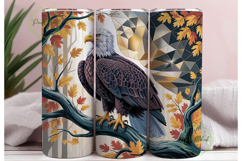Majestic Eagle Autumn 20oz Tumbler Wrap Sublimation PixelChick 