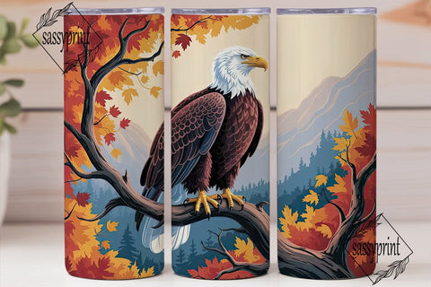 Majestic Eagle Autumn Landscape Tumbler Sublimation sassyprint 