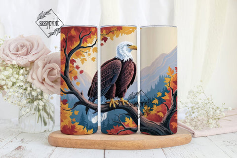 Majestic Eagle Autumn Landscape Tumbler Sublimation sassyprint 