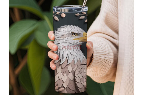 Majestic Eagle & Flowers 20oz Tumbler Sublimation DesignSVG 