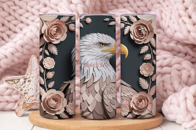 Majestic Eagle & Flowers 20oz Tumbler Sublimation DesignSVG 