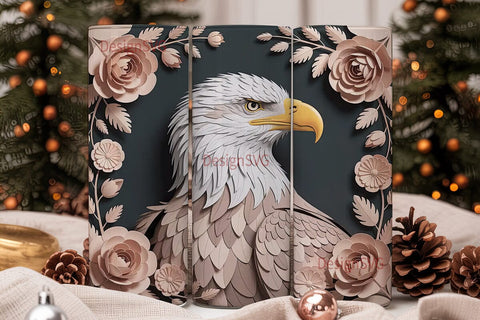 Majestic Eagle & Flowers 20oz Tumbler Sublimation DesignSVG 
