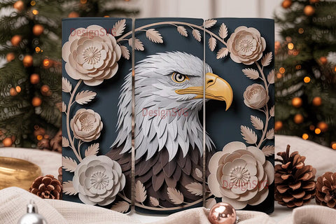 Majestic Eagle & Flowers 20oz Tumbler Sublimation DesignSVG 