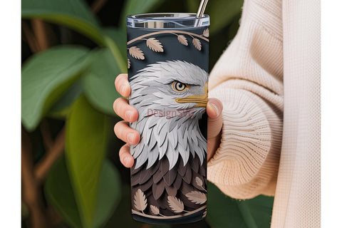 Majestic Eagle & Flowers 20oz Tumbler Sublimation DesignSVG 
