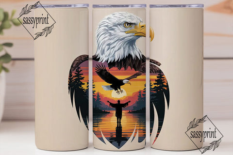 Majestic Eagle Sunset 20oz Tumbler Wrap Sublimation sassyprint 