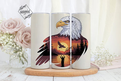 Majestic Eagle Sunset 20oz Tumbler Wrap Sublimation sassyprint 