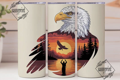 Majestic Eagle Sunset 20oz Tumbler Wrap Sublimation sassyprint 