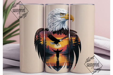 Majestic Eagle Sunset 20oz Tumbler Wrap Sublimation sassyprint 