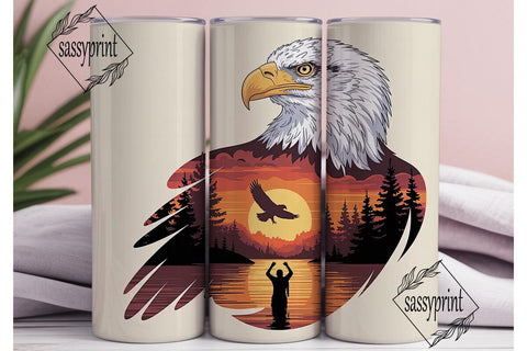 Majestic Eagle Sunset 20oz Tumbler Wrap Sublimation sassyprint 