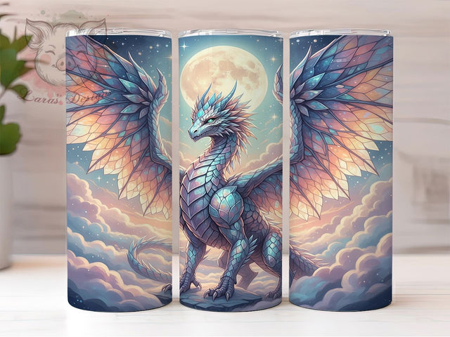Majestic Elegant White Dragon Tumbler, White Dragon Wrap, 20oz Tumbler Sublimation, Elegant Dragon Design, Fantasy Dragon Art, Mythical White Dragon, Regal Dragon Tumbler Sublimation Lara' s Designs 