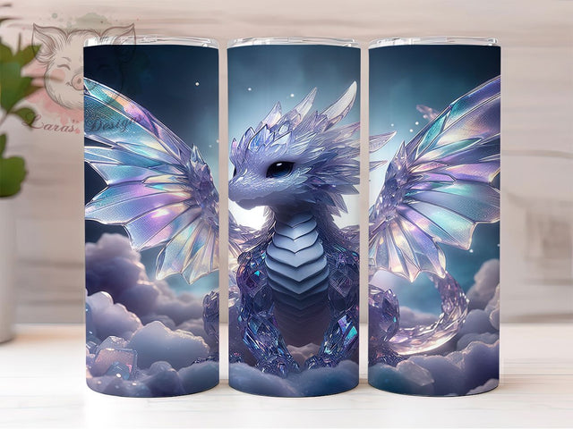 Majestic Elegant White Dragon Tumbler, White Dragon Wrap, 20oz Tumbler Sublimation, Elegant Dragon Design, Fantasy Dragon Art, Mythical White Dragon, Regal Dragon Tumbler Sublimation Lara' s Designs 