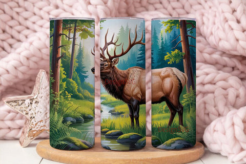 Majestic Elk 20oz Tumbler Wrap Sublimation DesignSVG 