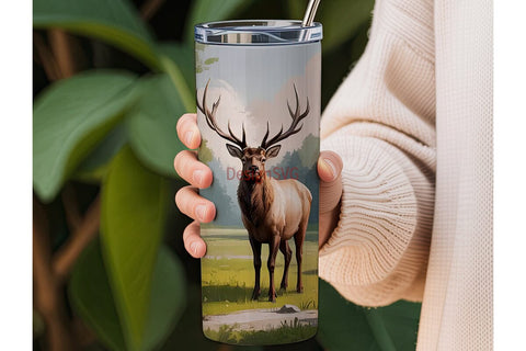 Majestic Elk 20oz Tumbler Wrap Sublimation DesignSVG 